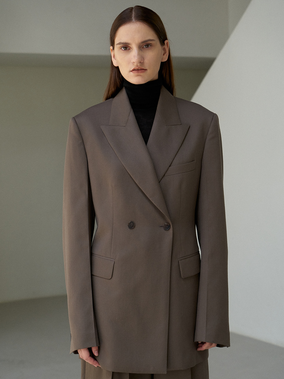 Wool tailored Jacket dark brown